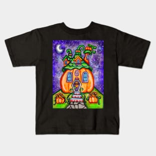 Whimsical Halloween Pumpkin House Kids T-Shirt